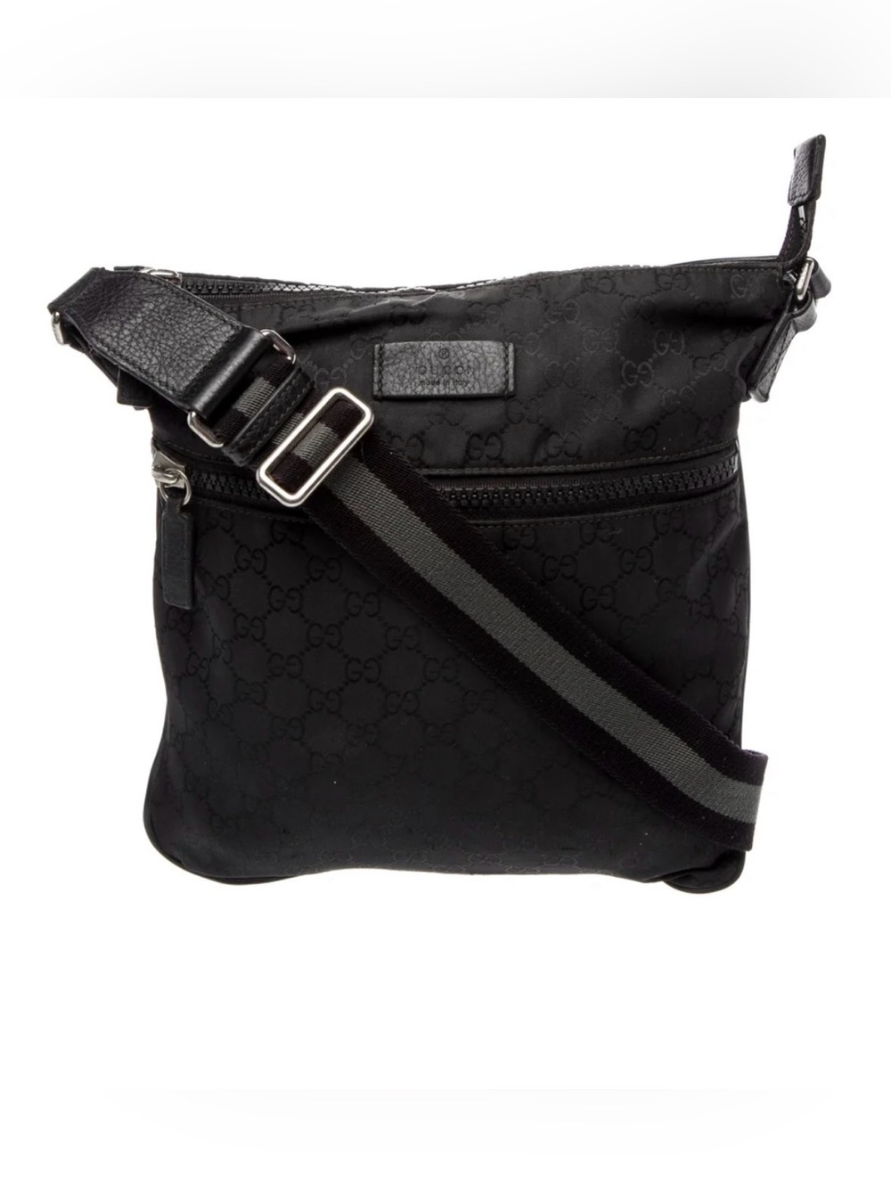 Gucci Black Nylon Monogram Crossbody Messenger Bag - Picture 1 of 7
